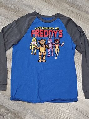 Five Nights At Freddy's Boys' Blue & Gray Raglan Graphic Tee XL